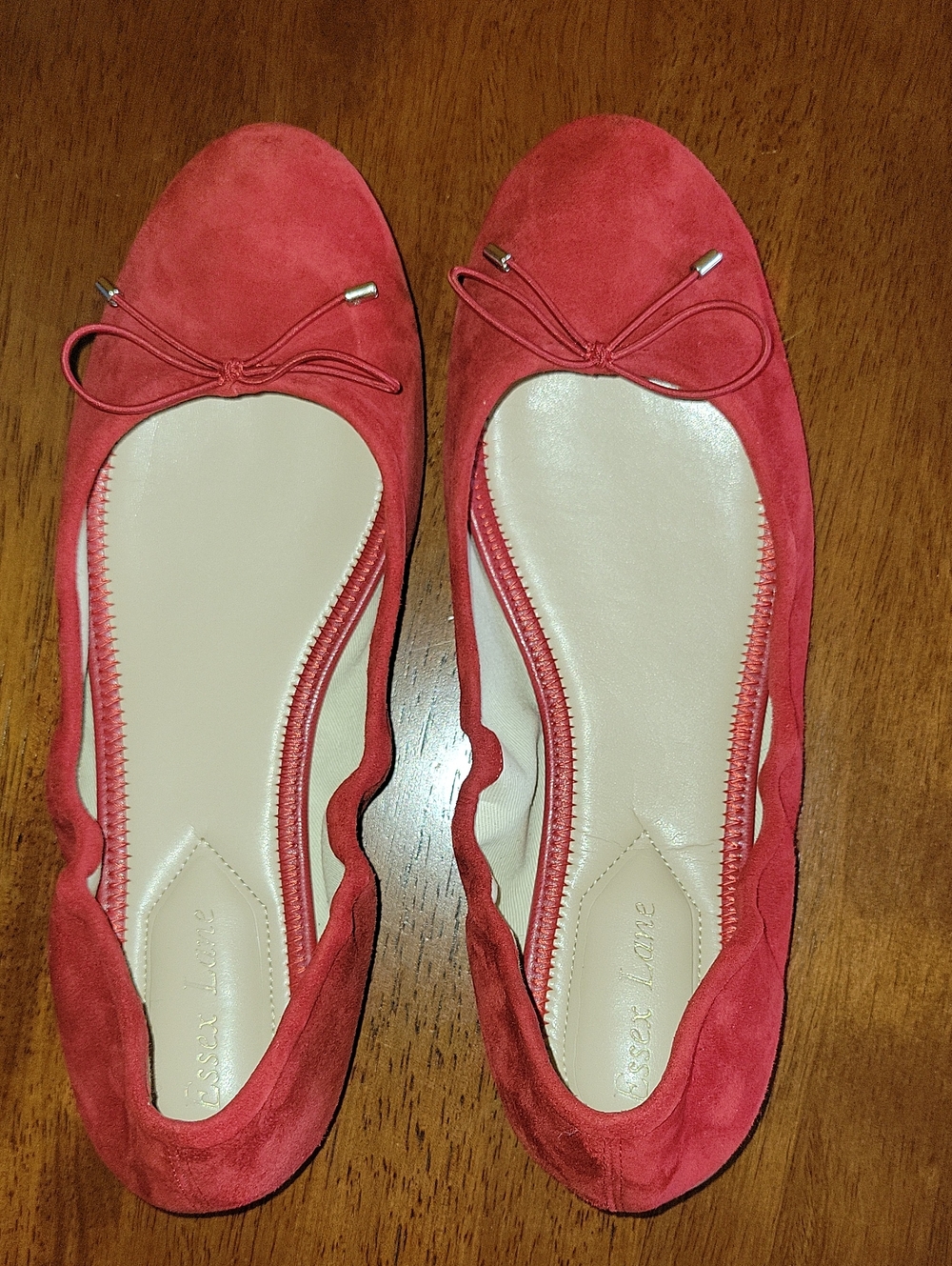 Essex Lane Becca Red Leather Ballerina Flats | 9M